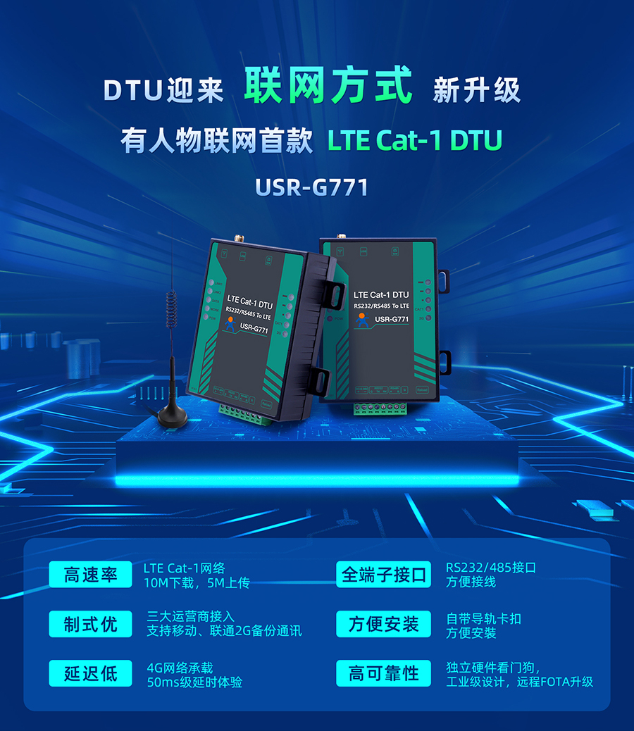 有人物聯(lián)網(wǎng)首款LTE Cat-1 DTU——USR-G771，今天發(fā)售